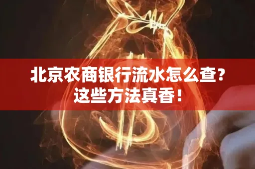 北京农商银行流水怎么查？这些方法真香！